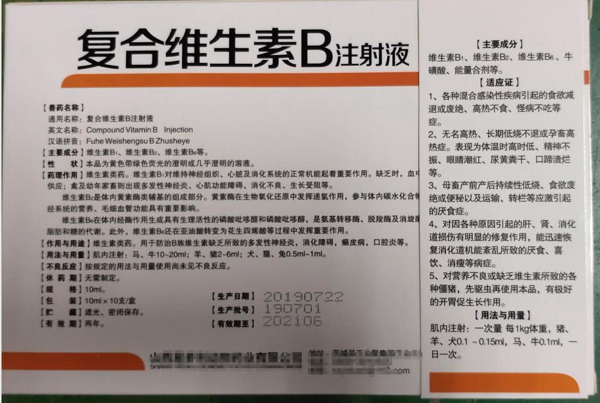 复合维生素b注射液用于防治b族维生素缺乏所致的多发性神经炎消化障碍